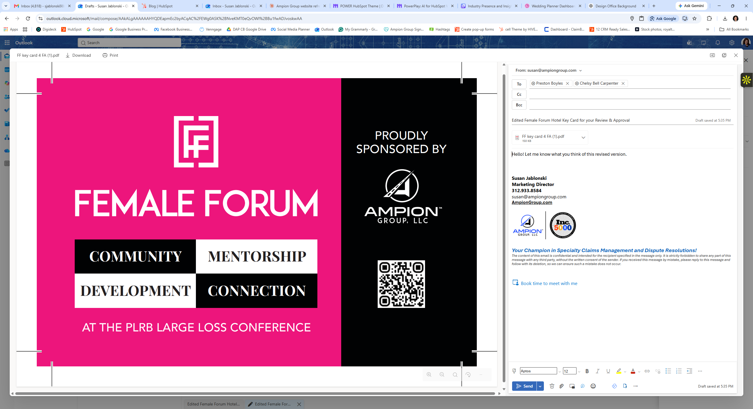 Female Forum Key Card PLRB Large Loss Conference Sponsorship